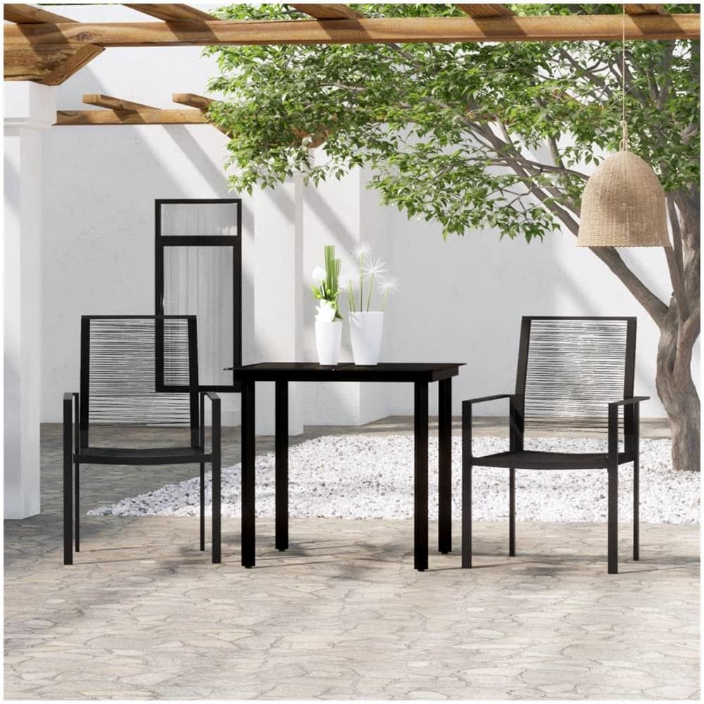 Set Mobili Da Pranzo Per Giardino 3 Pz Nero - Foto 1
