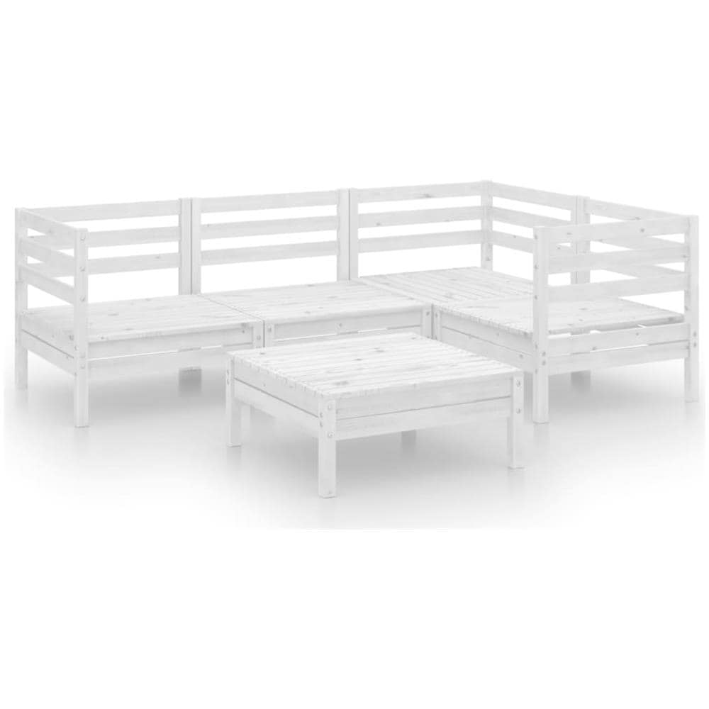 Set Divani Da Giardino 5 Pz In Legno Massello Di Pino Bianco - Foto 2