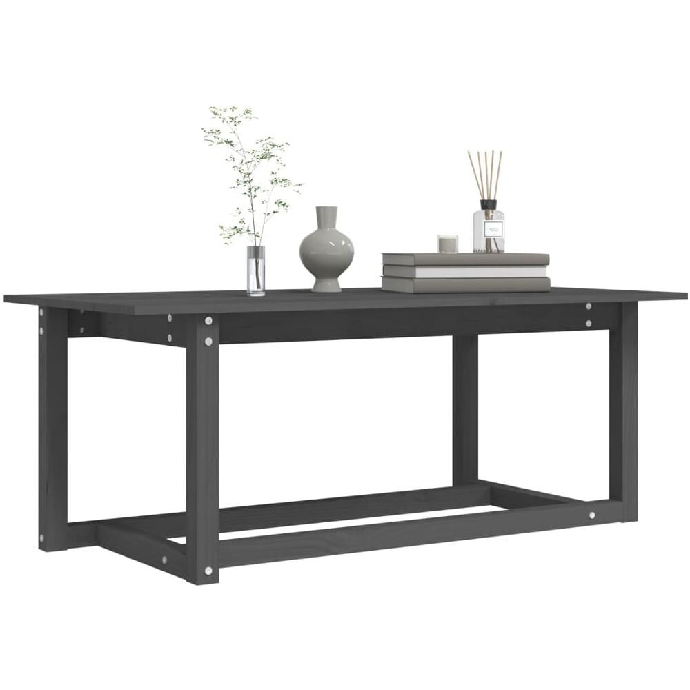 Tavolino da Salotto Grigio 110x55x45 cm Legno Massello di Pino - Foto 2