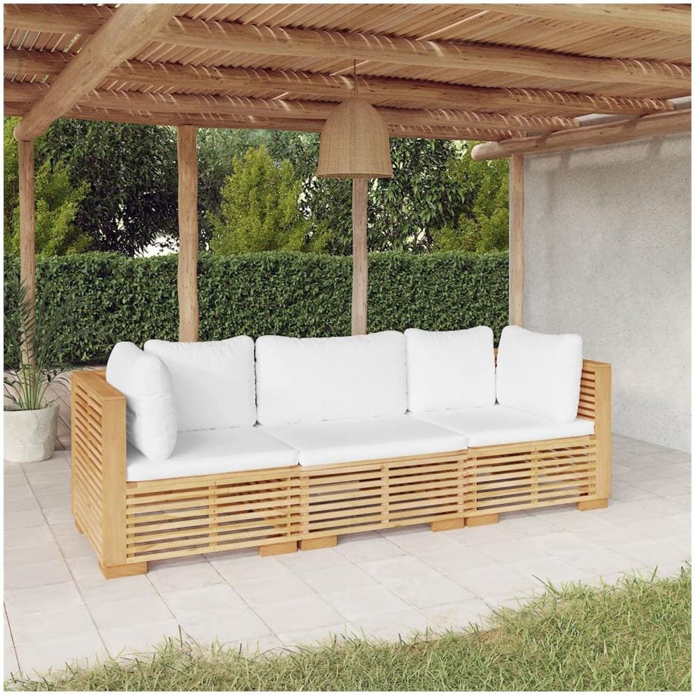 VIDAXL - Set Divani Da Giardino 11 Pz Con Cuscini Crema In Massello Di