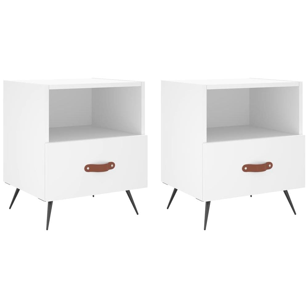 Comodini 2 Pz Bianchi 40x35x47,5 Cm In Legno Multistrato - Foto 2