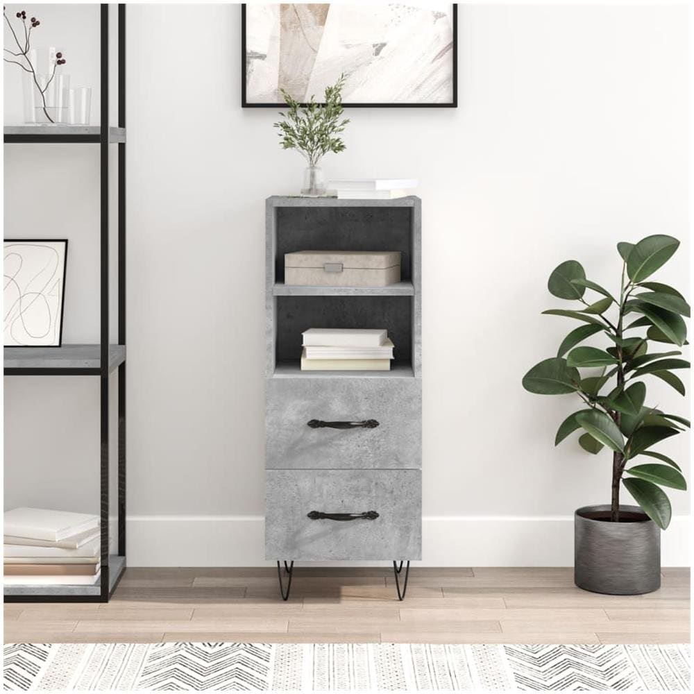 Credenza Grigio Cemento 34,5x34x90 Cm In Legno Multistrato - Foto 1