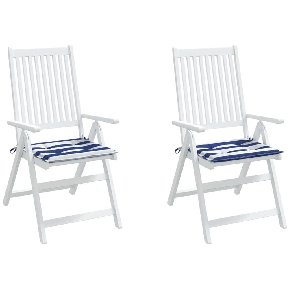 Cuscini Sedia Giardino 2pz Righe Bianche Blu 40x40x3 Cm Tessuto - Foto 3