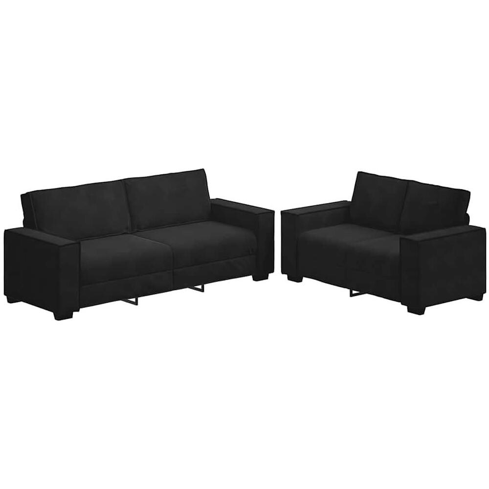 Set di Divani 2 pz con Cuscini Nero in Velluto - Foto 1