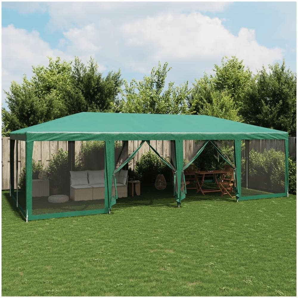 Tenda per Feste con 12 Pareti Laterali in Rete Verde 8x4 m HDPE - Foto 2