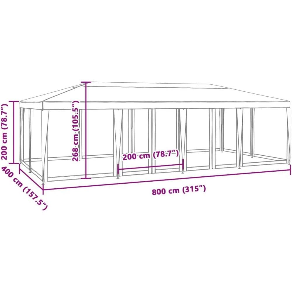 Tenda per Feste con 12 Pareti Laterali in Rete Verde 8x4 m HDPE - Foto 8