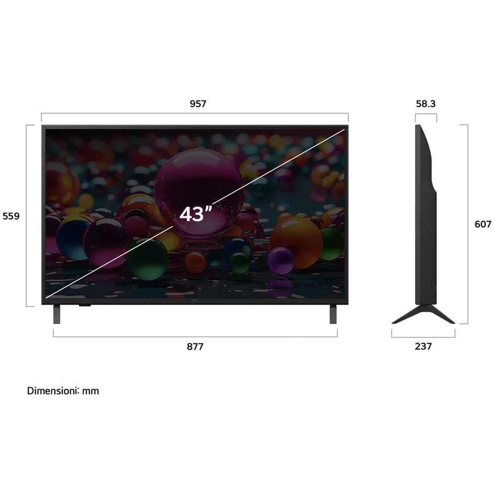 UHD AI 43UA75006LA TV Serie UA75 43'' 4K, a7 Gen8, HDR10, 20W, 3 HDMI con Game Optimizer, Smart TV WebOS 25 - Foto 3