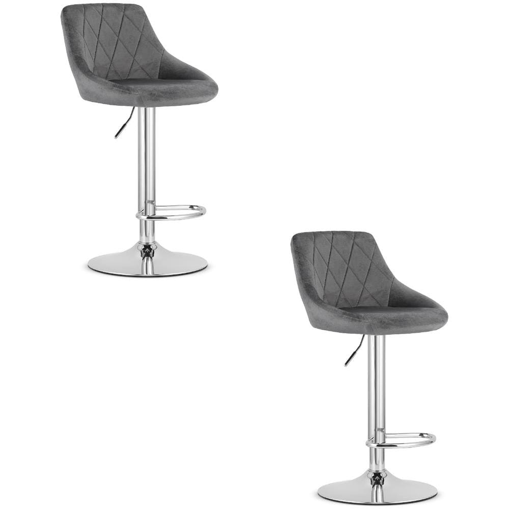 Sgabello girevole DAKA - Grigio velluto con base cromata x 2 - Foto 1