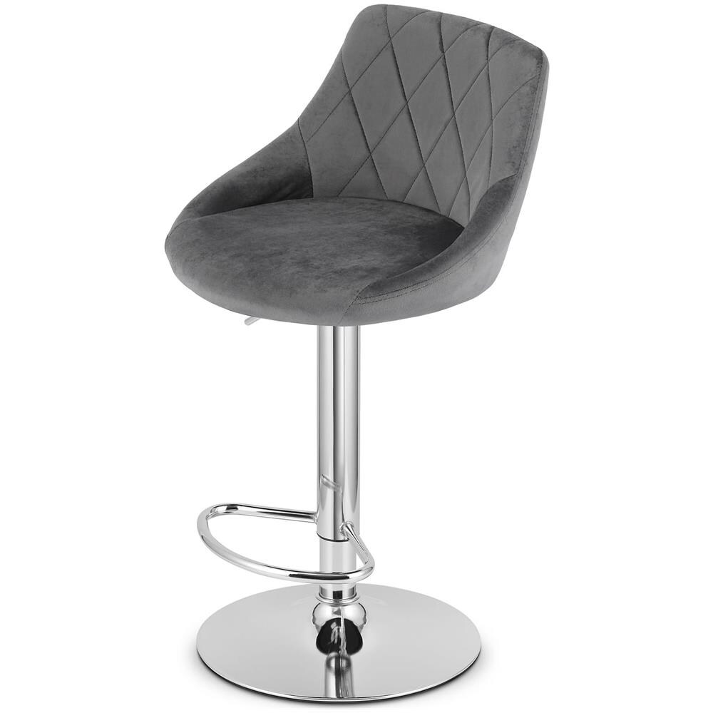 Sgabello girevole DAKA - Grigio velluto con base cromata x 2 - Foto 7