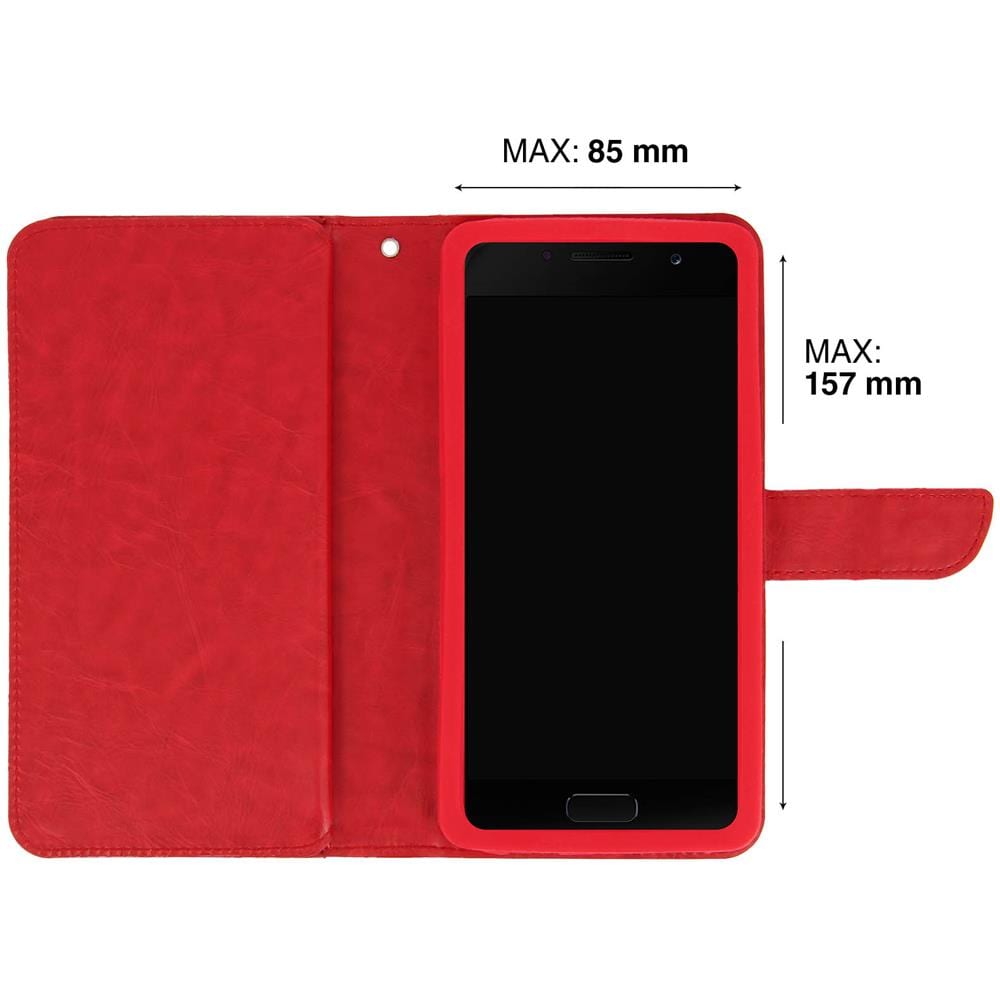 Custodia A Libro Universale Smartphone 6 Portacarte Rosso Taglia 3xl - Foto 10