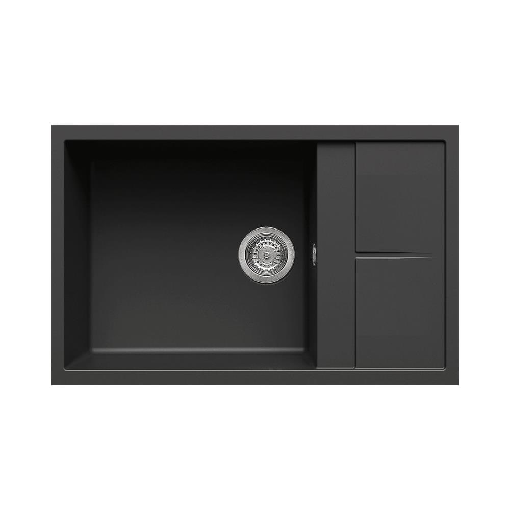 Lavello Unico 310 Granitek 78x50 cm 1 vasca con gocciolatoio Colore Nero 40 - Foto 1