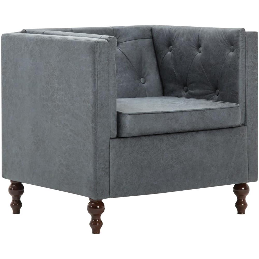 Poltrona Con Rivestimento In Tessuto Grigio - Foto 2