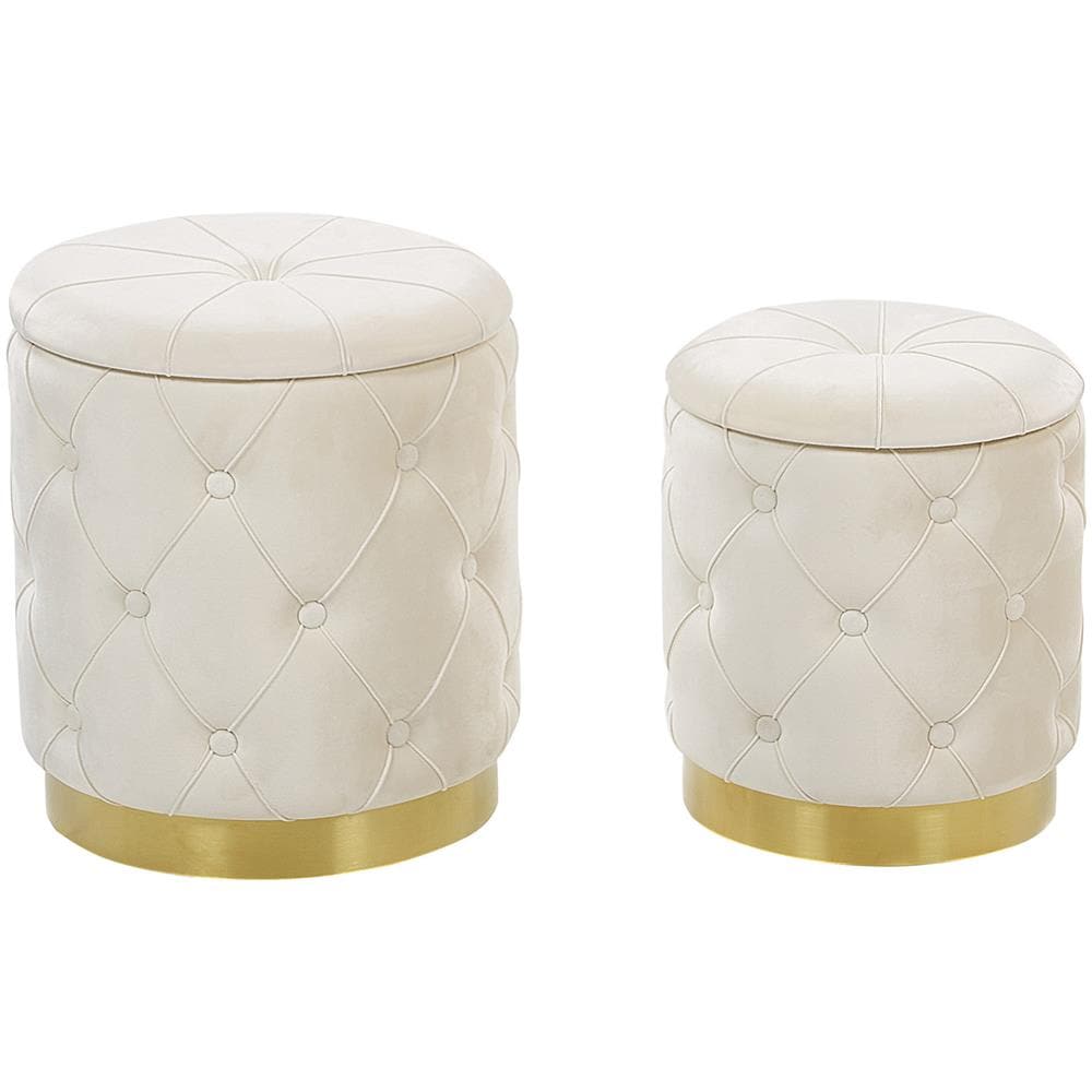 Set Di 2 Pouf Contenitore Bianco Pueblo - Foto 1