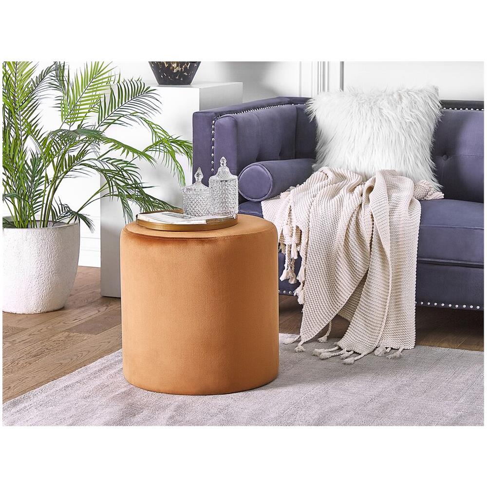 Pouf In Velluto Arancione Lovett - Foto 2