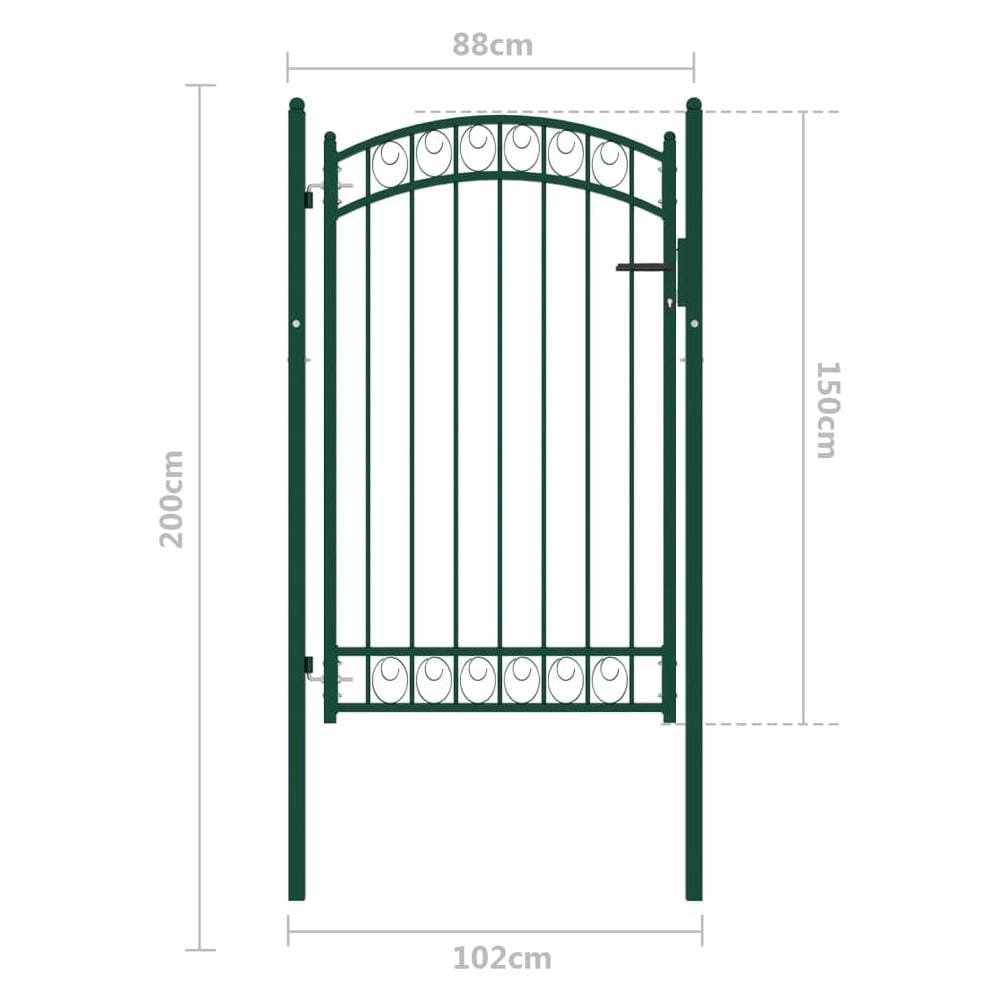 Cancello Per Recinzione Ad Arco In Acciaio 100x150 Cm Verde - Foto 5