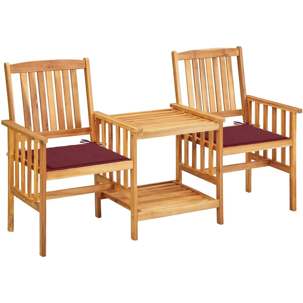 Sedie da Giardino con Cuscini e Tavolino in Massello di Acacia - Foto 1