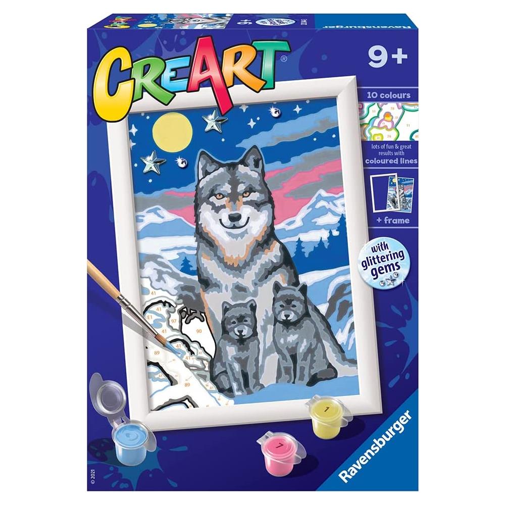 Creart, Lupi Al Chiaro Di Luna, Dipingere Con I Numeri Bambini, Età Raccomandata 9+, Giochi Creativi, 200443 - Foto 1