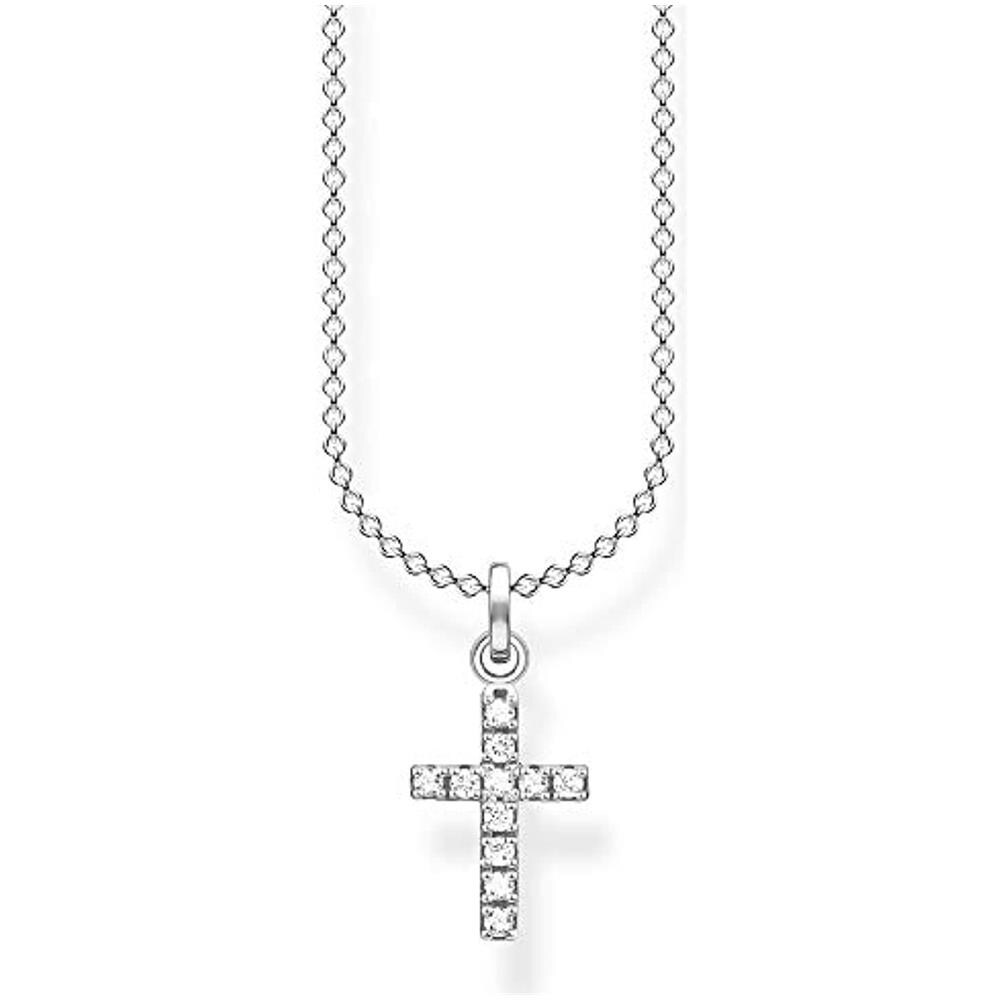 , Collana Da Donna In Argento Sterling 925, Con Croce Pave, Lunghezza 36-38 Cm - Foto 1