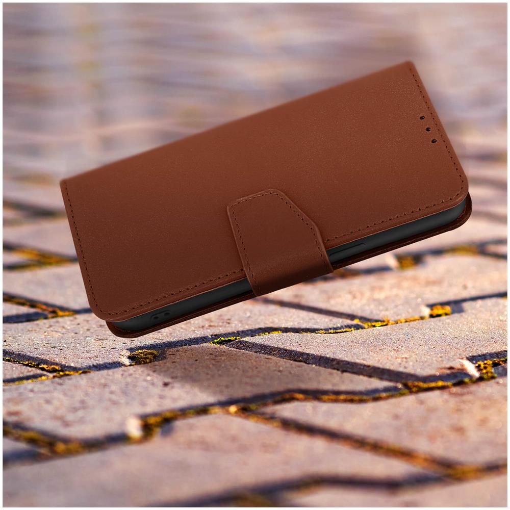 Custodia Vera Pelle Per Iphone 13 Portacarte E Supporto Video Marrone - Foto 5