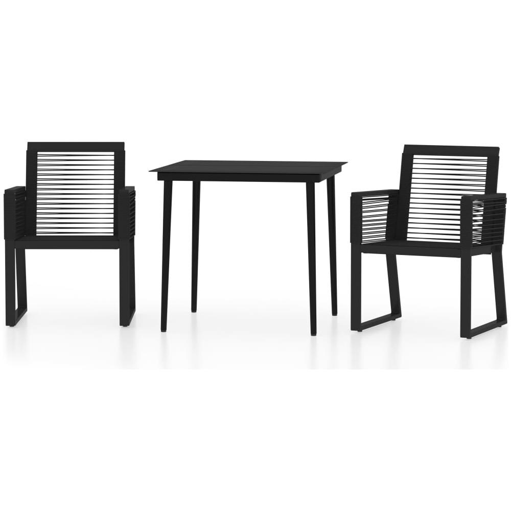 Set Mobili Da Pranzo Per Giardino 3 Pz Nero - Foto 2