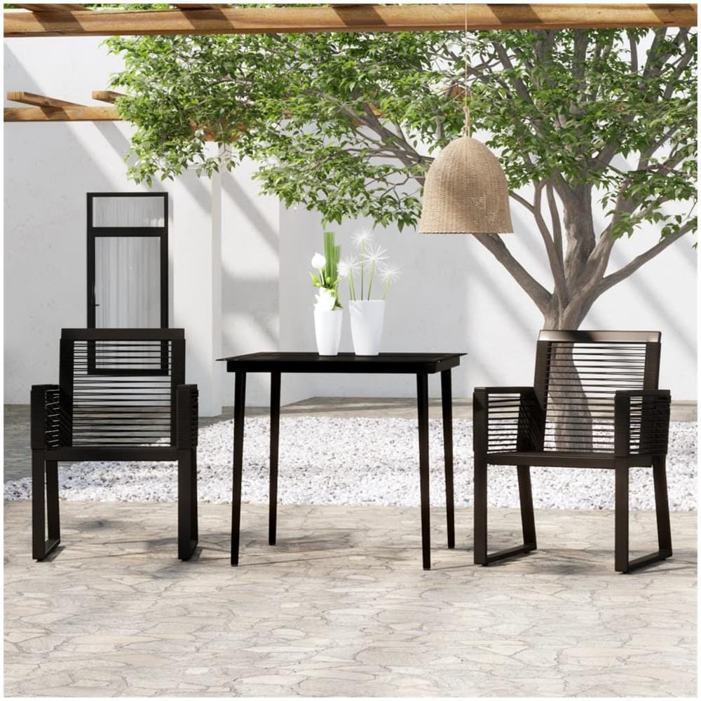 Set Mobili Da Pranzo Per Giardino 3 Pz Nero - Foto 1