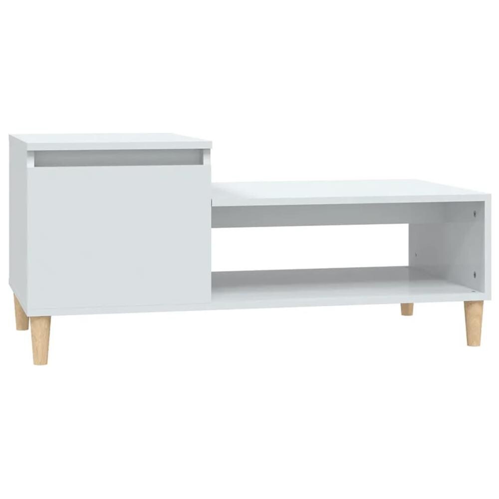 Tavolino Da Salotto Bianco Lucido 100x50x45cm Legno Multistrato - Foto 2