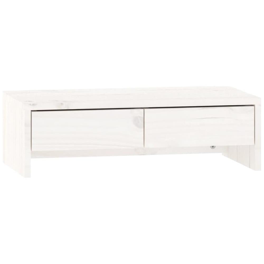 Supporto Per Monitor Bianco 50x27x15 Cm Legno Massello Di Pino - Foto 2