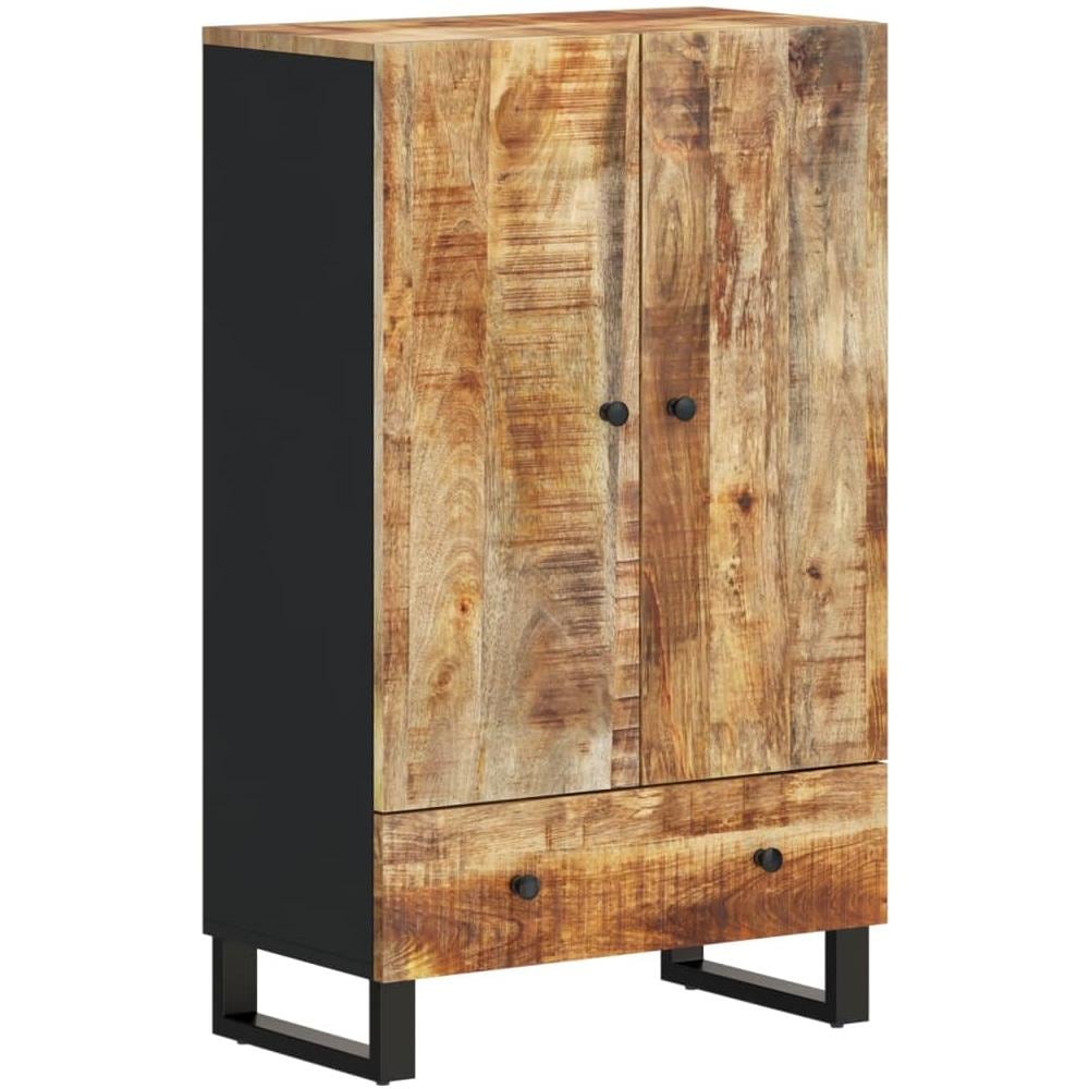 Credenza Con Cassetto 60x33x100 Cm Legno Massello Mango E Ferro - Foto 2