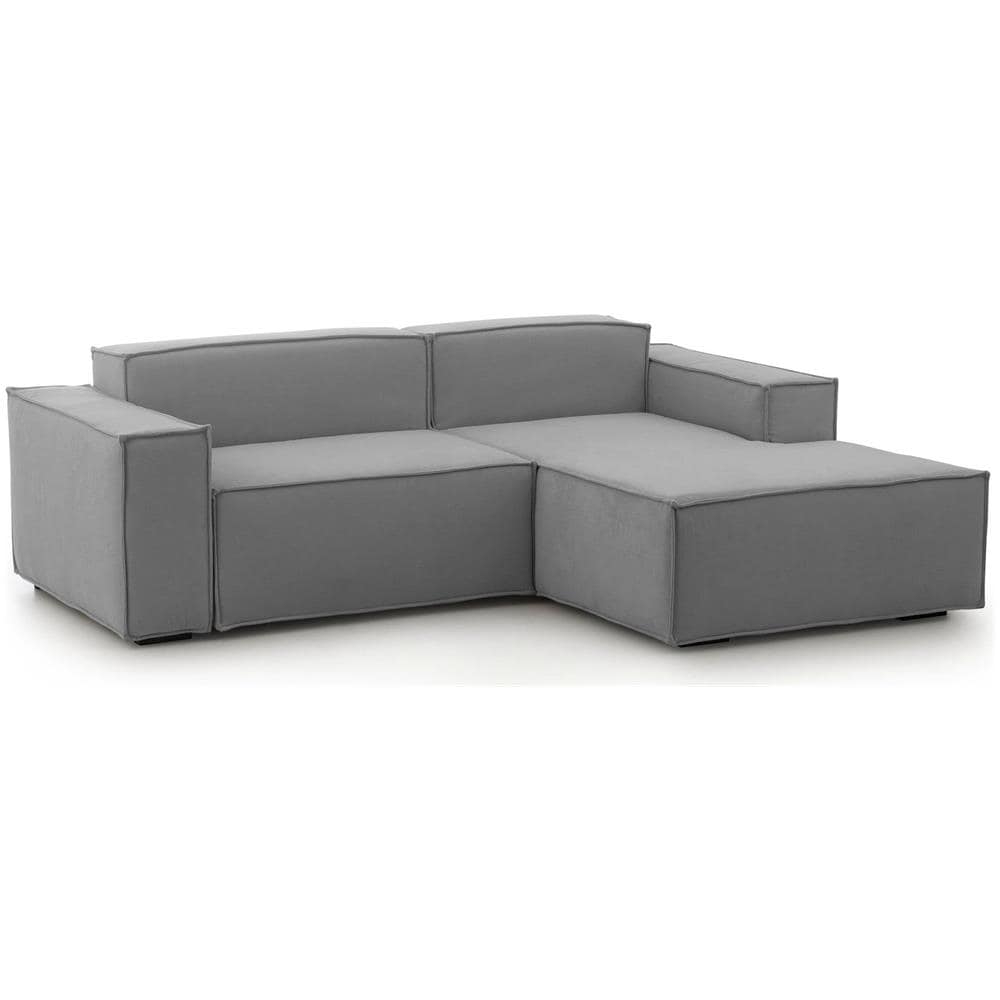 Divano Fisso Lidia, Divano Componibile A 2 Posti Large Con Penisola Destra, 100% Made In Italy, Sofà Moderno In Tessuto, Cm 240x170h70, Grigio - Foto 2