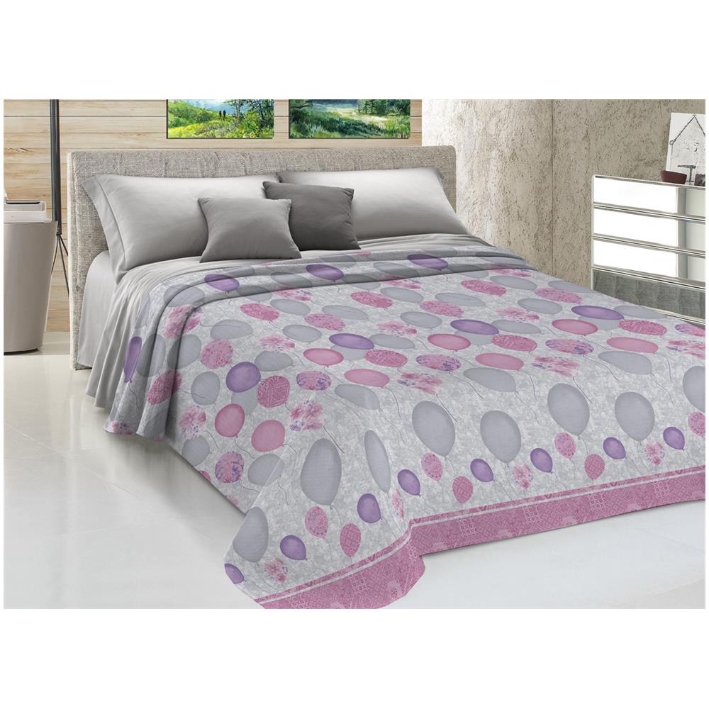 Copriletto Piquet Primavera Estate 100% Cotone Disegno Palloncini Singolo Rosa - Foto 1