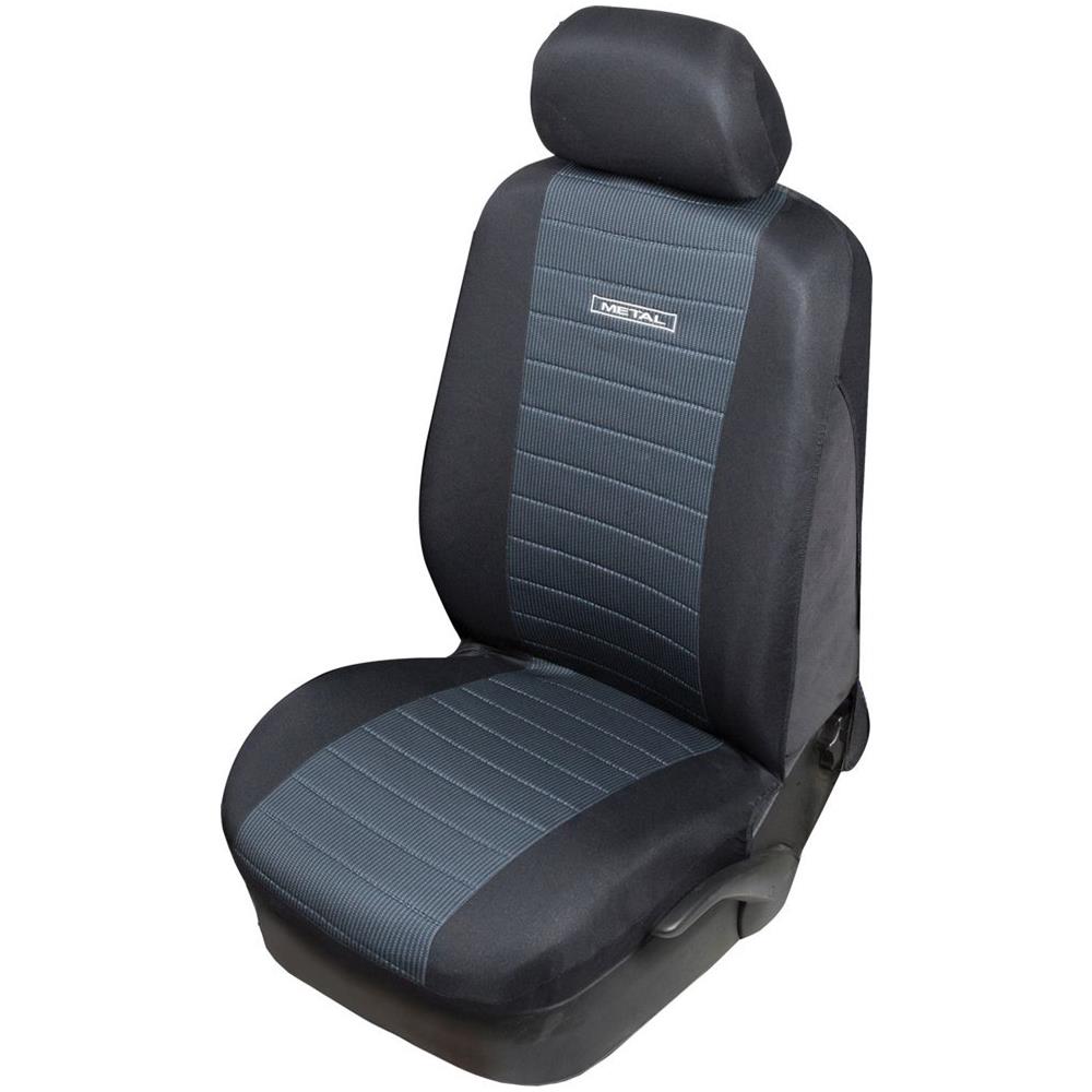 Coprisedile Metal Singolo Anteriore Auto Nero Poliestere Ptotezione Sedile Universale - Foto 1