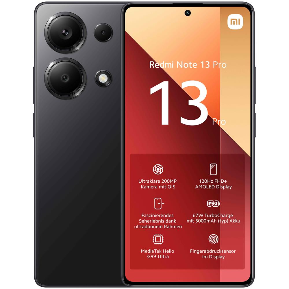 Redmi Note 13 Pro 4G 256GB 8GB Ram Dual Sim Display 6.67' Ful HD+ Micro SD Fotocamera 200 Mpx Midnight Black - Foto 1