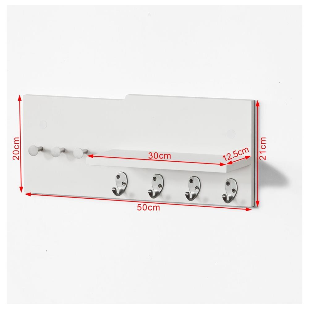 Bianco,FRG54-W IT Appendichiavi Mensola da Muro Appendiabiti SoBuy/® Portachiavi da Parete