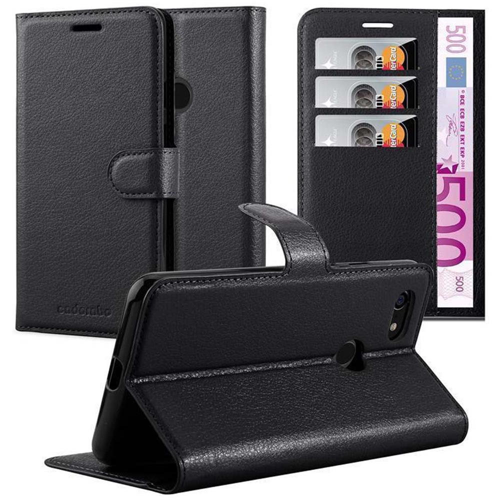 Custodia Compatibile Con Google Pixel 3 In Nero Carbone - Coperchio Protettiva Con Chiusura Magnetica, Funzione Stand E Tasca Per Le Carte - Foto 1