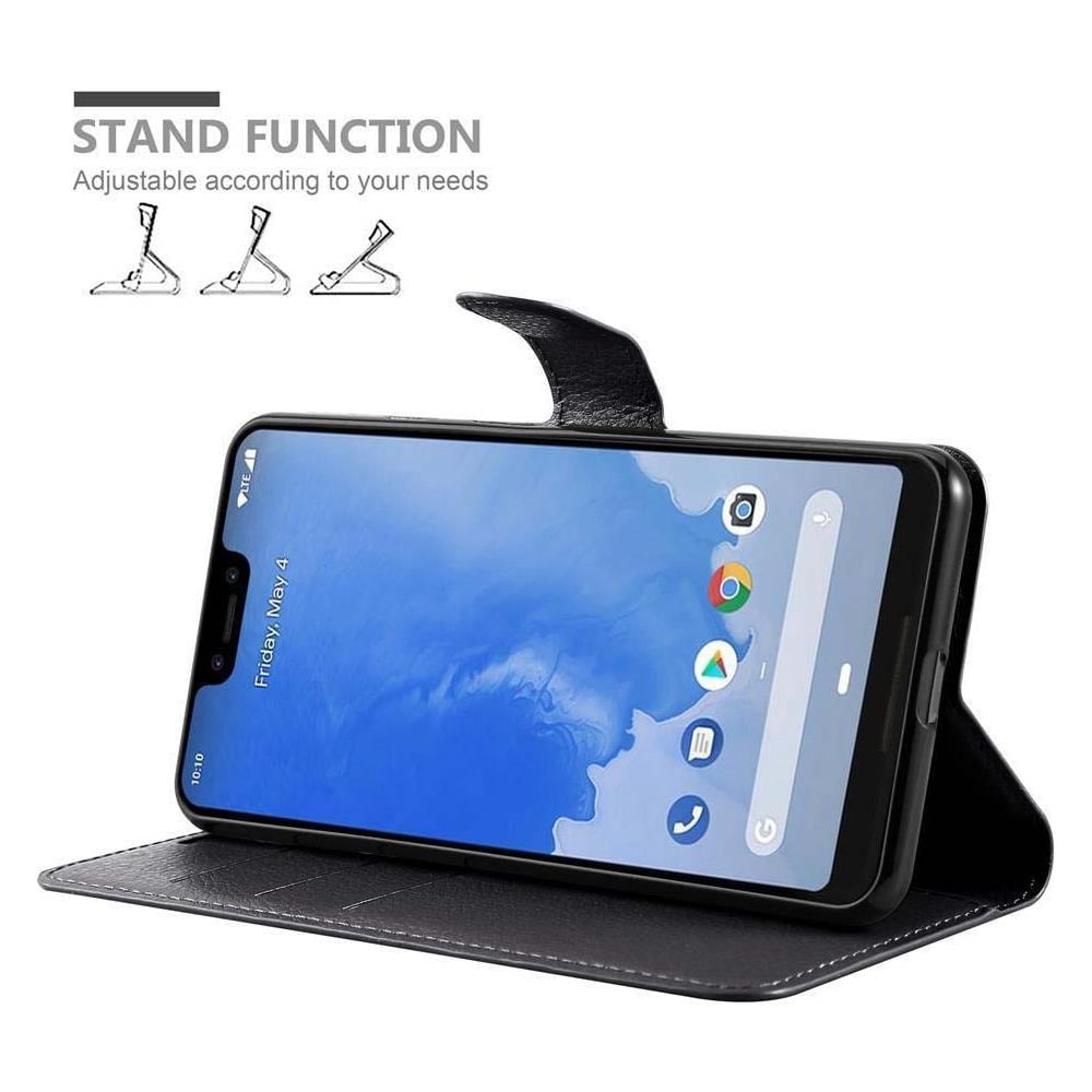 Custodia Compatibile Con Google Pixel 3 In Nero Carbone - Coperchio Protettiva Con Chiusura Magnetica, Funzione Stand E Tasca Per Le Carte - Foto 6