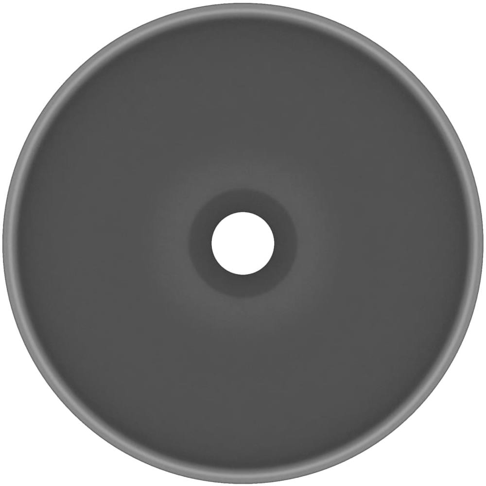 Lavandino Lusso Rotondo Grigio Scuro Opaco 32,5x14 cm Ceramica - Foto 2