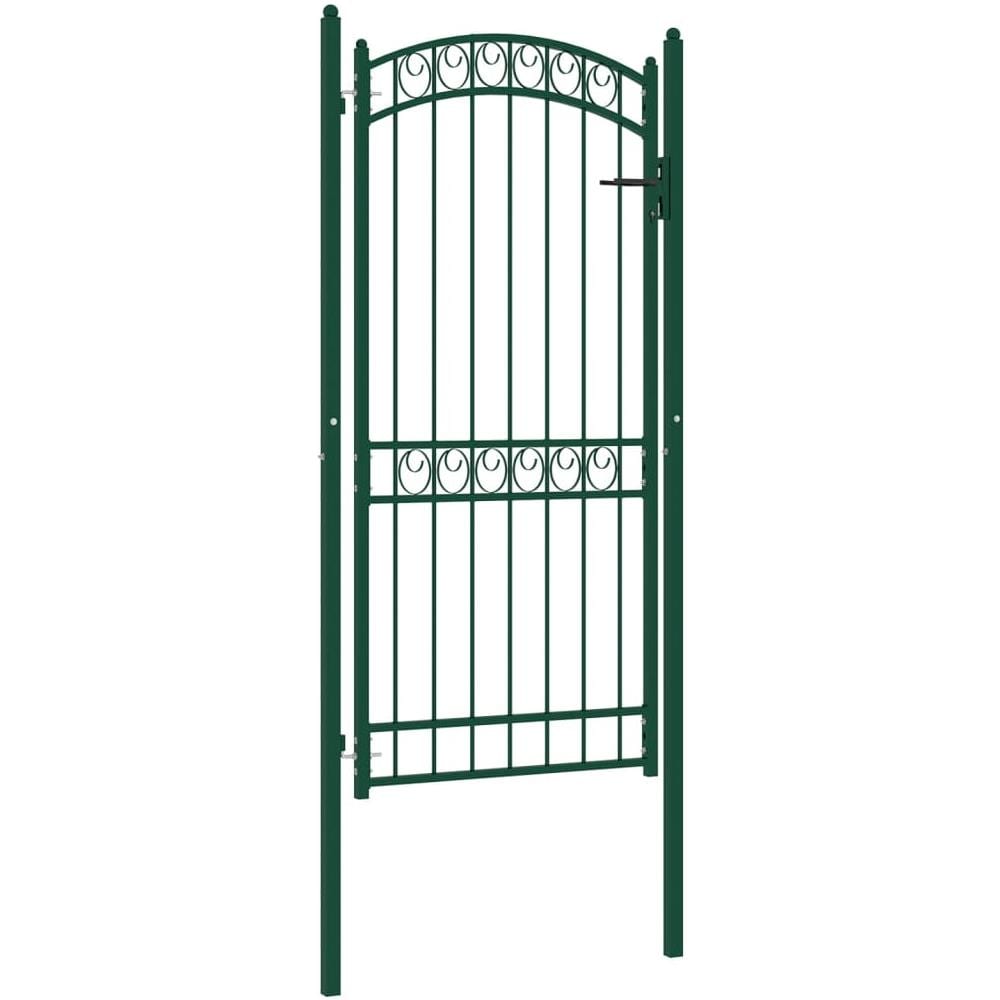 Cancello Per Recinzione Ad Arco In Acciaio 100x200 Cm Verde - Foto 2