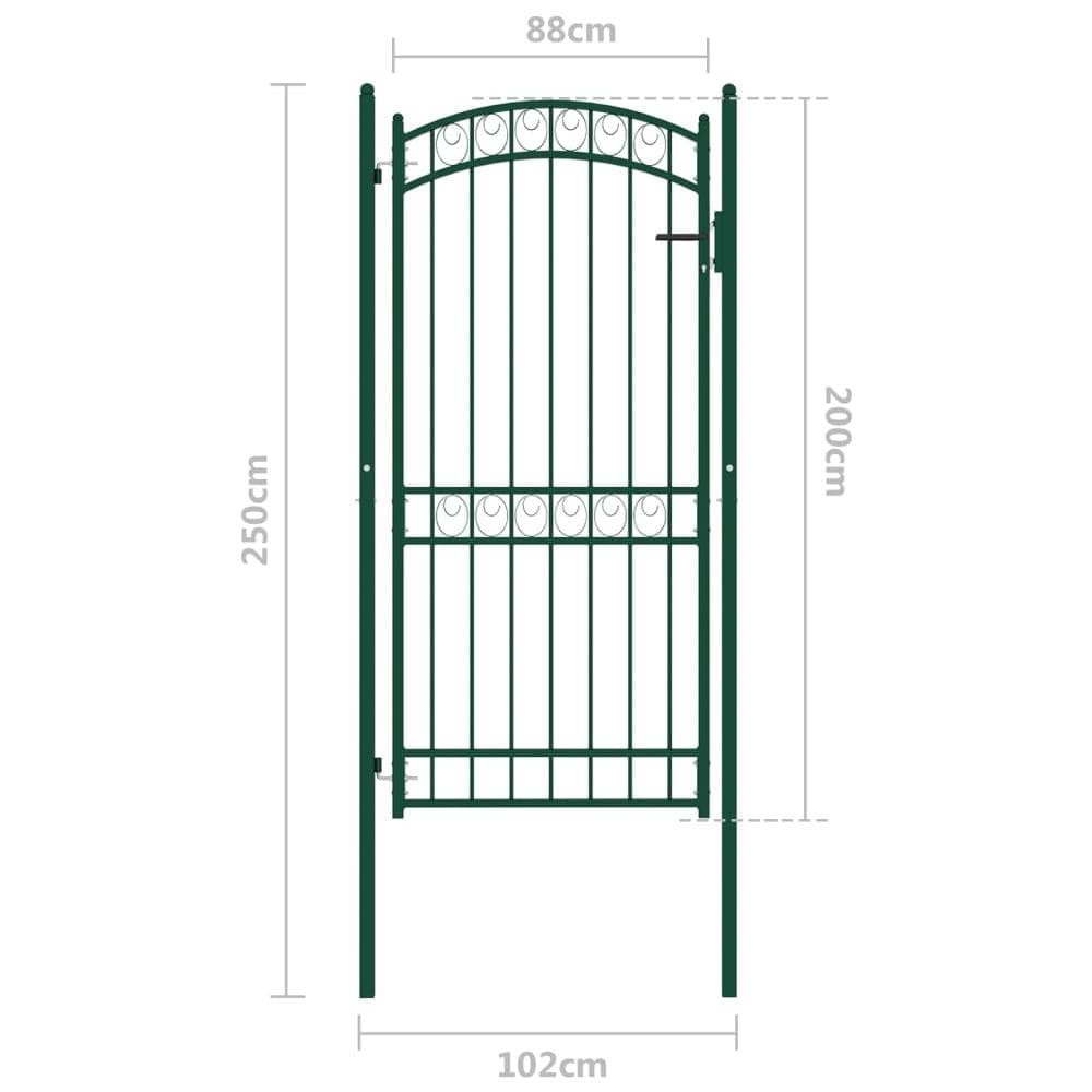 Cancello Per Recinzione Ad Arco In Acciaio 100x200 Cm Verde - Foto 5