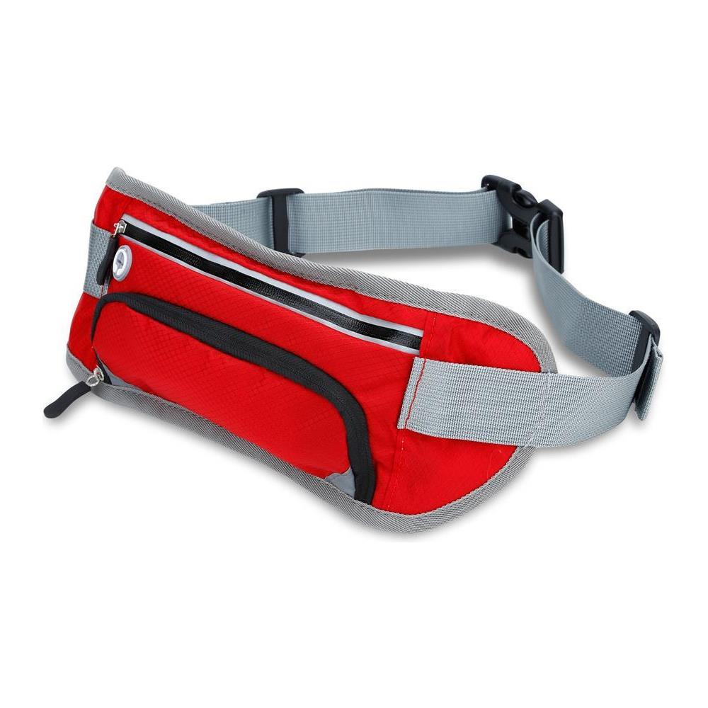 Marsupio Per Bottiglie D'acqua Sportive Con Riflettore In Rosso Petunia - Marsupio Impermeabile Di Lunghezza Regolabile Tasca Per Cellulare Con Scomparto Per Bottiglia D'acqua E Chiusura A Zip - Foto 1