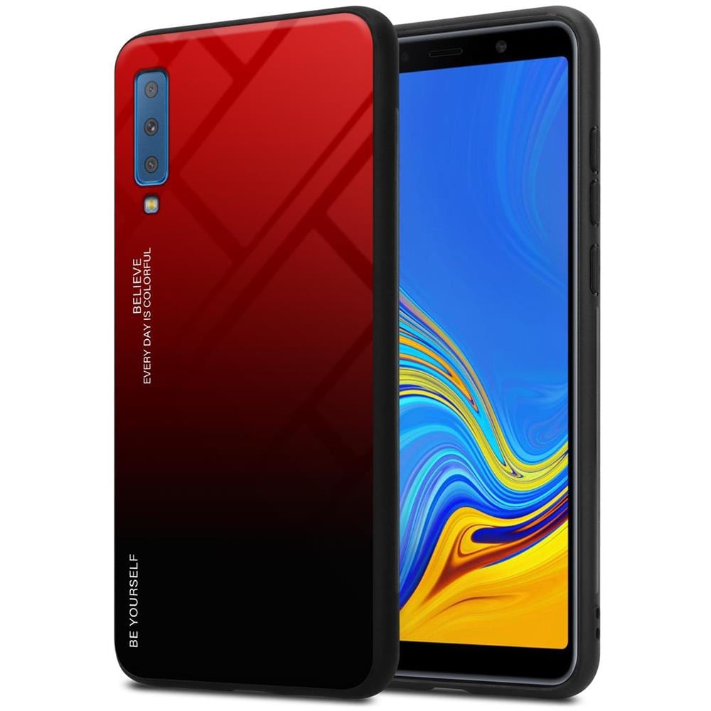 Cadorabo Custodia Compatibile Con Samsung Galaxy A7 2018 In Rosso - Nero - Coperchio Protettivo Bicolore In Vetro Temperato E Silicone Tpu - Foto 1
