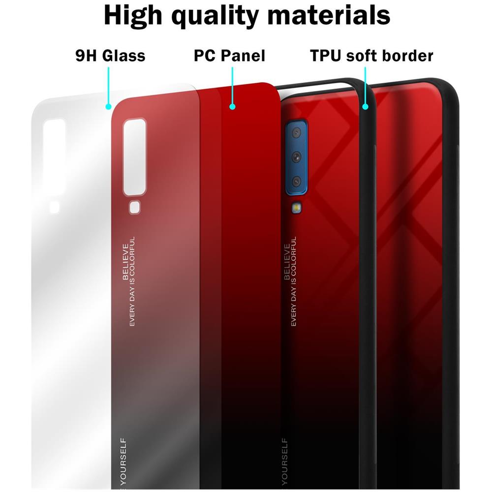 Cadorabo Custodia Compatibile Con Samsung Galaxy A7 2018 In Rosso - Nero - Coperchio Protettivo Bicolore In Vetro Temperato E Silicone Tpu - Foto 7