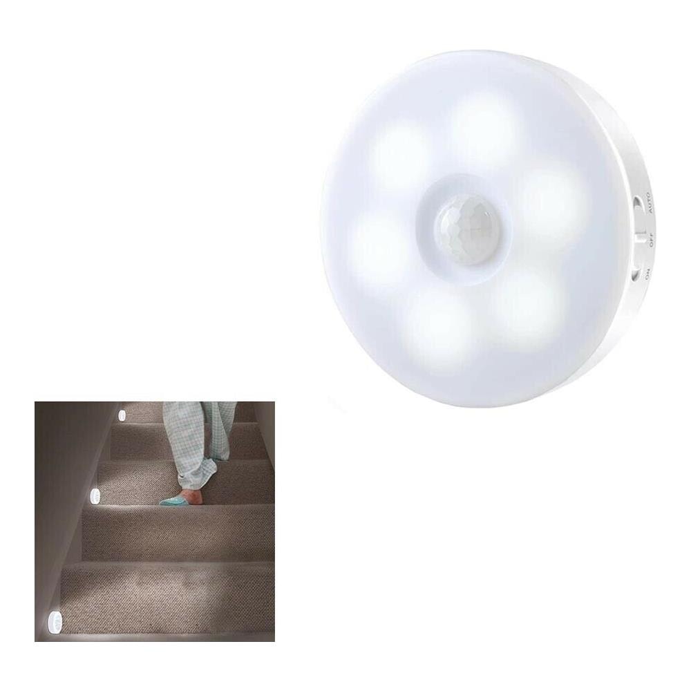 Faretto 6 Led Con Sensore Di Movimento Ricaricabile Usb Lampada 6w Luce Bianca - Foto 1