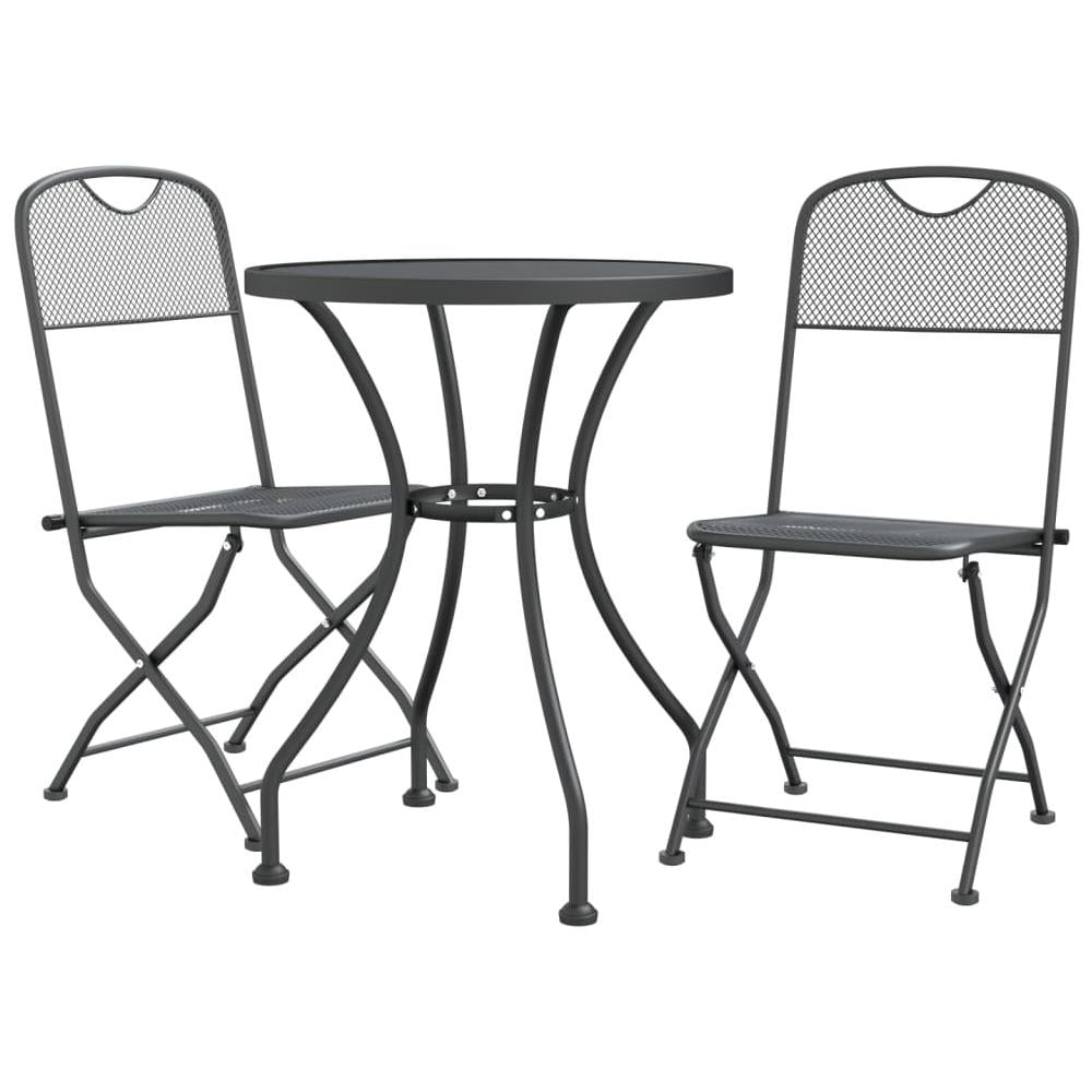 Set Da Pranzo Per Giardino 3pz Rete Metallica Espansa Antracite - Foto 2