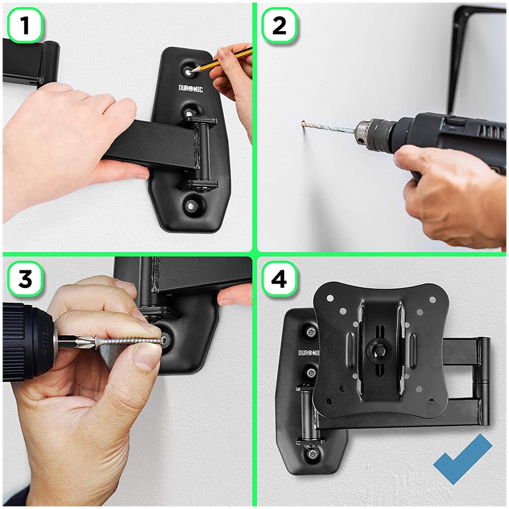 Tvb0920 Supporto Staffa Tv Monitor 13"" - 30"" Da Parete In Acciaio Regolabile Vesa Max 100x100 - Foto 6