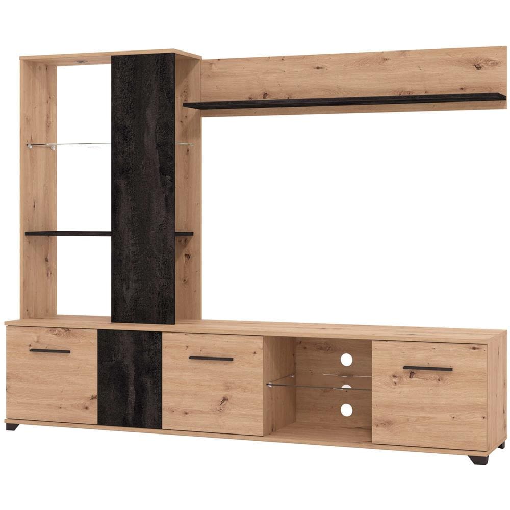 Parete Attrezzata Soggiorno Quattro Ante Moderna Minimal In Legno Di Design Moderno Industrial Cm 202 X 40 X 155,5 H - Foto 2