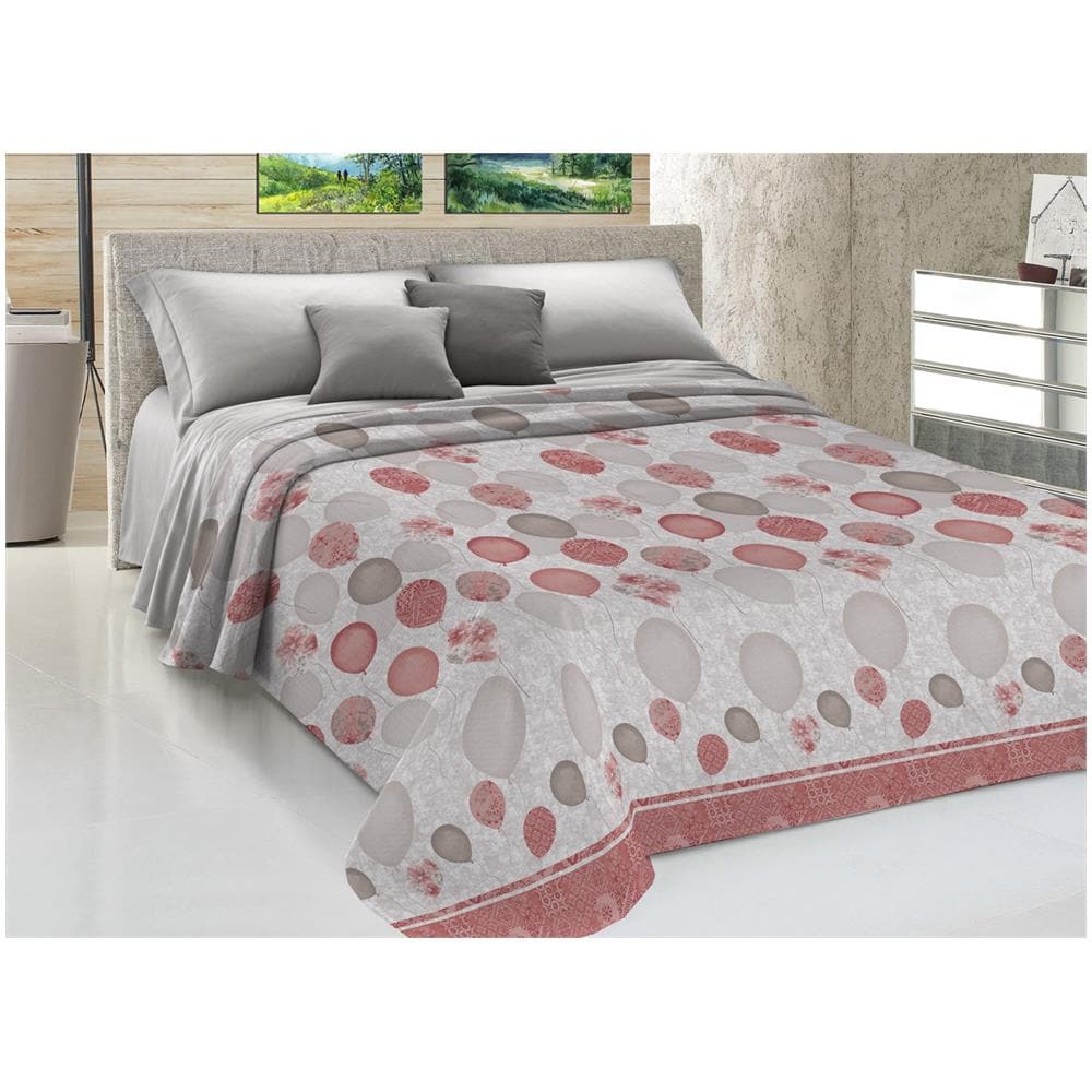 Copriletto Piquet Primavera Estate 100% Cotone Disegno Palloncini Singolo Rosso - Foto 1