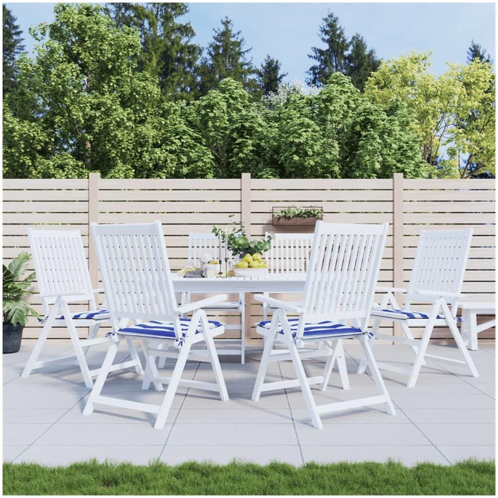 Cuscini Sedia Giardino 6pz Righe Bianche Blu 40x40x3 Cm Tessuto - Foto 1