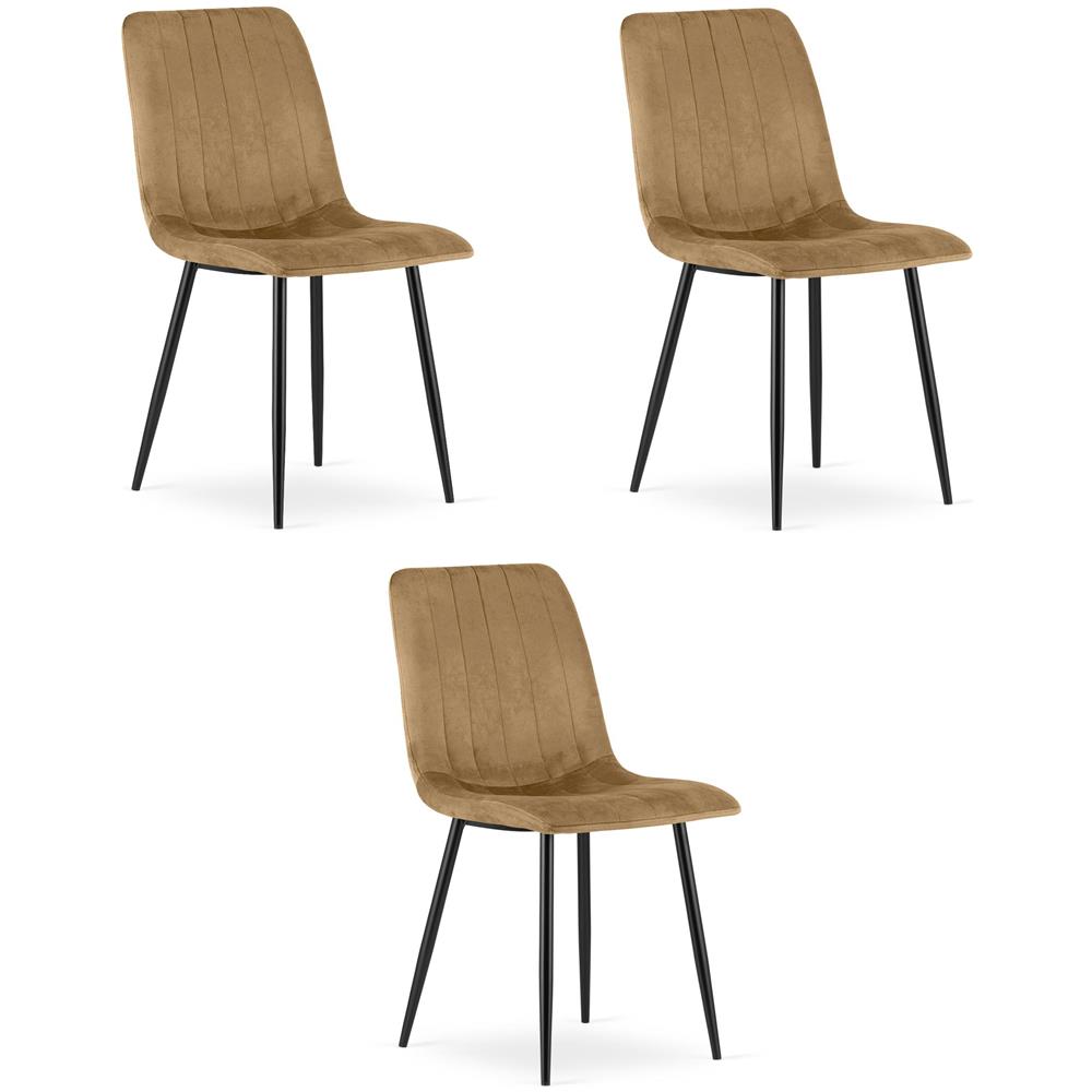 JEWA Sedia in velluto - Elegante design imbottito marrone x 3 - Foto 1