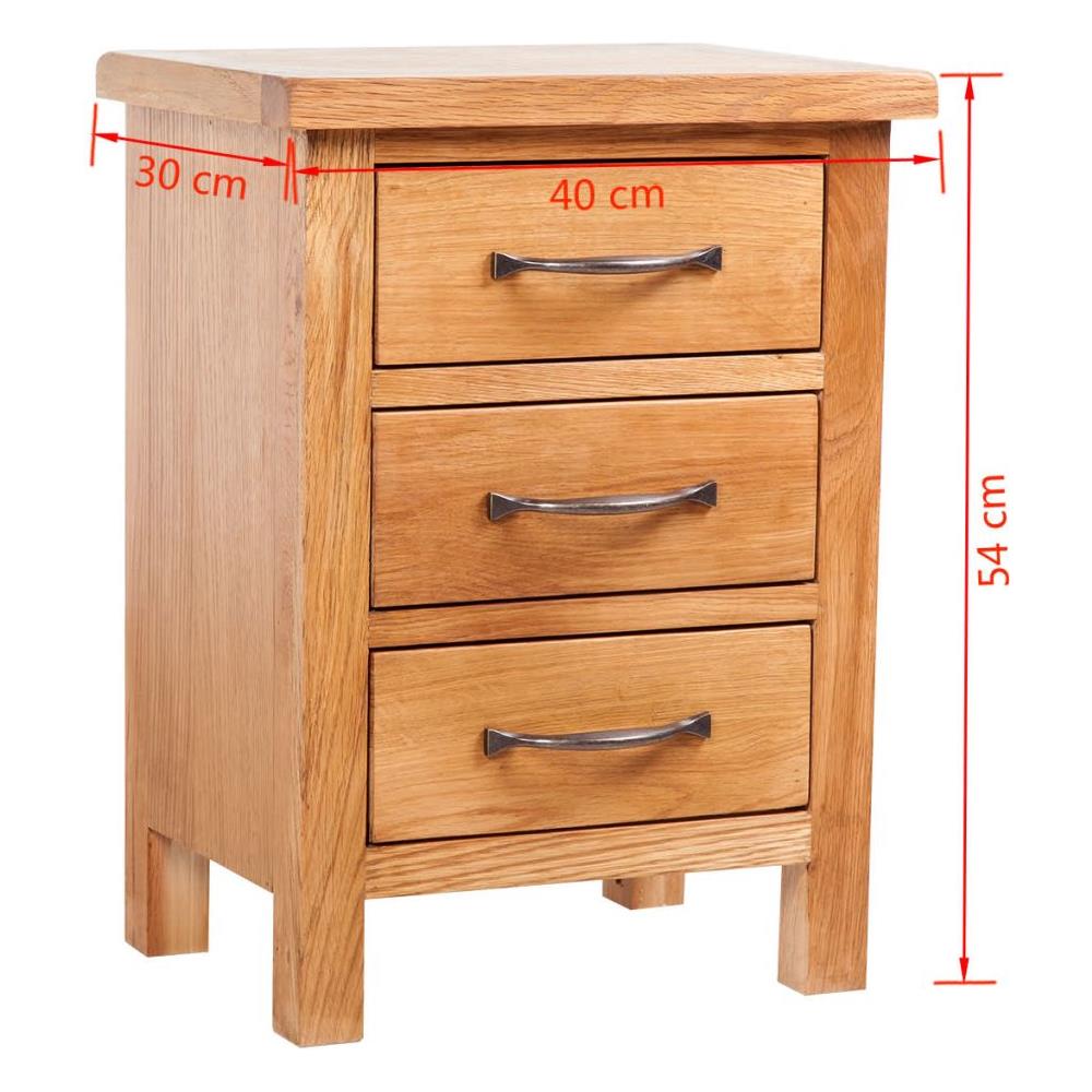Comodino con 3 Cassetti 40x30x54 cm in Legno Massello di Rovere - Foto 10