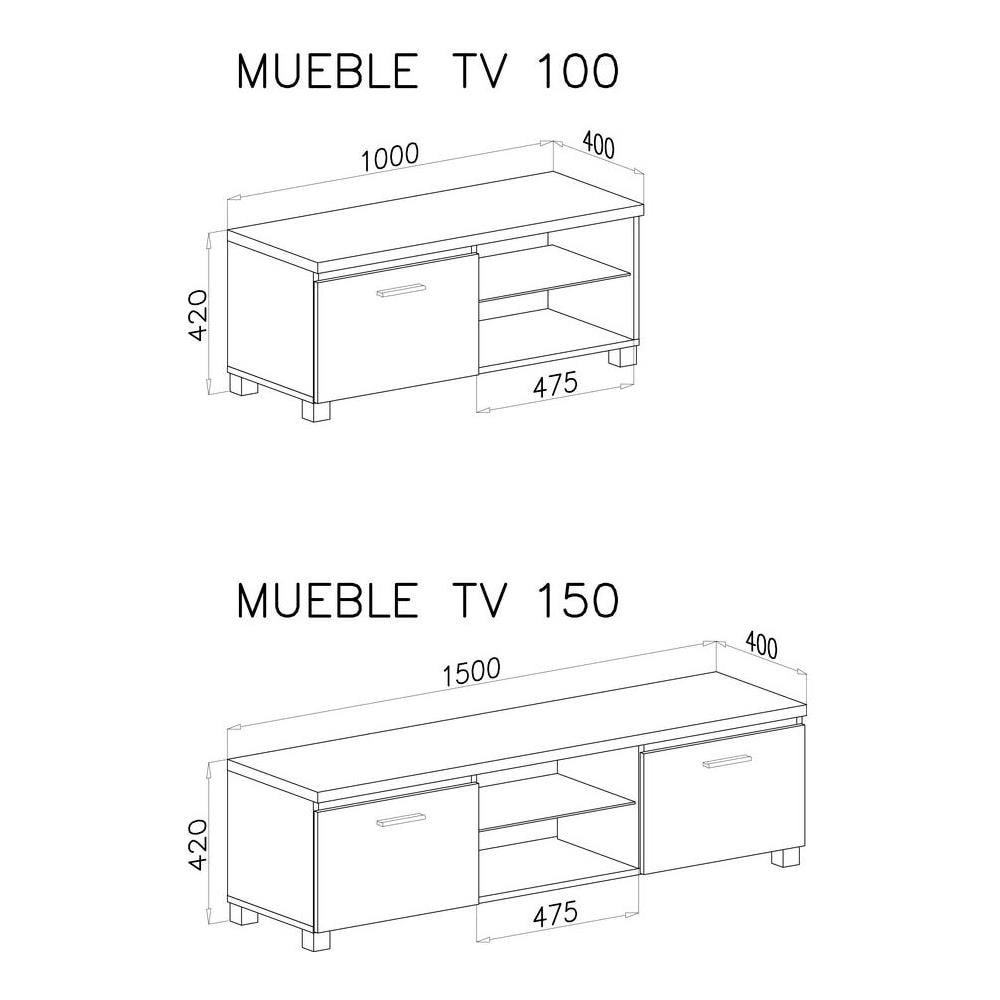 Tv Mobile Led - Porta Tv, Bianco Mate E Nero Laccato, Dimensioni: 100 X 40 X 42 Cm Di Profondità. - Foto 3